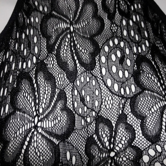 Sheer Black Floral Lace Mesh Halter Teddy Bodysuit - Picture 5 of 6